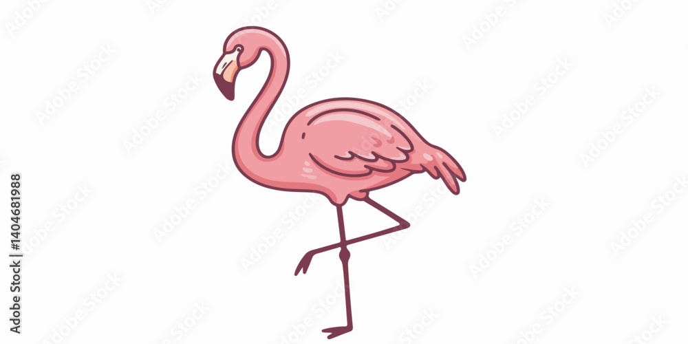 Obraz premium Hand Drawn Doodle Vector Illustration of a Flamingo