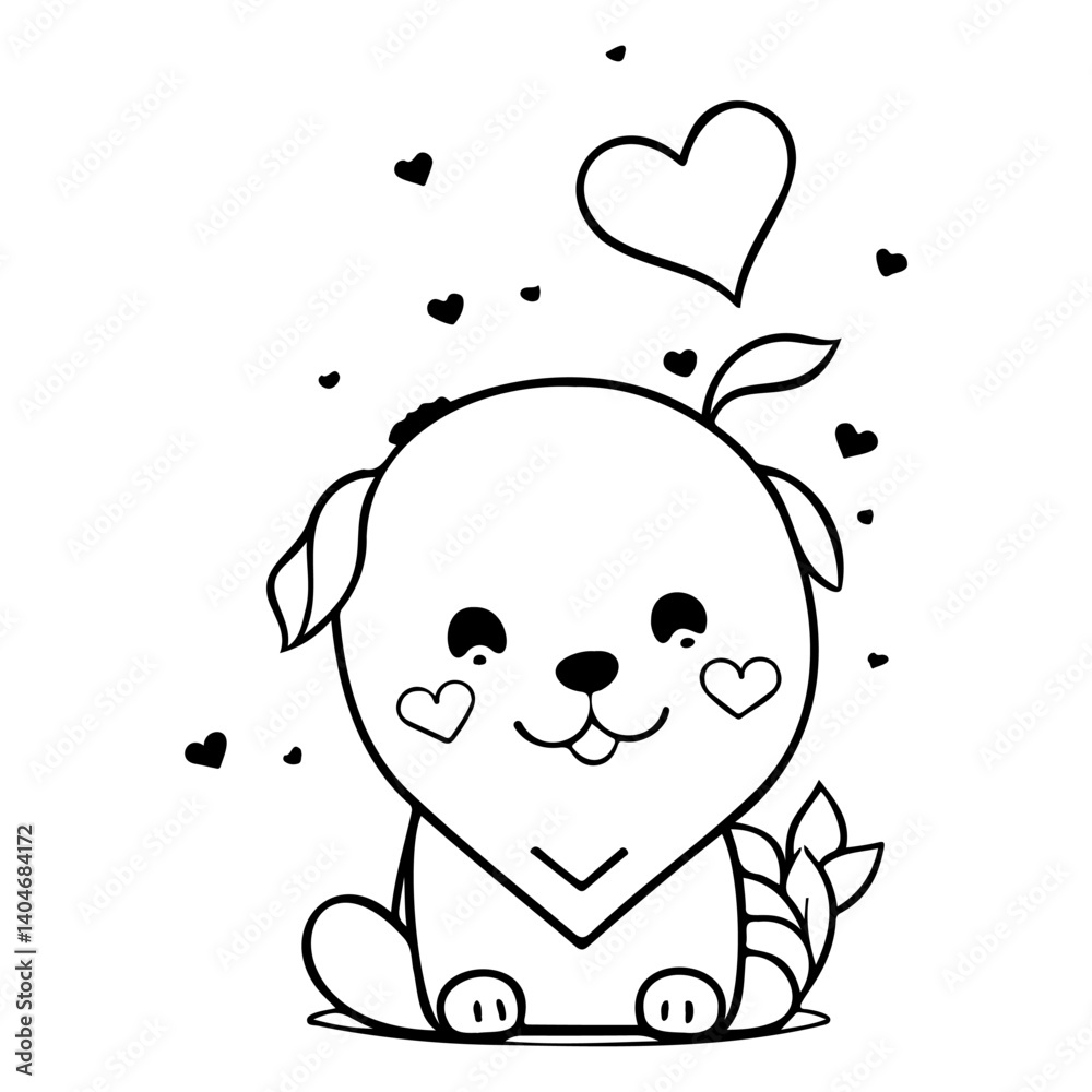 Charming Puppy Surrounded by a Flutter of Hearts Charming Puppy Surrounded by a Flutter of Hearts