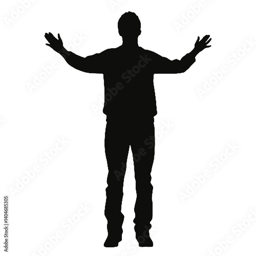 man silhouette hands raised, win man silhouette, Champion, Vector  