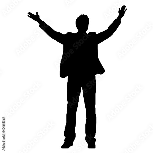 man silhouette hands raised, win man silhouette, Champion, Vector  
