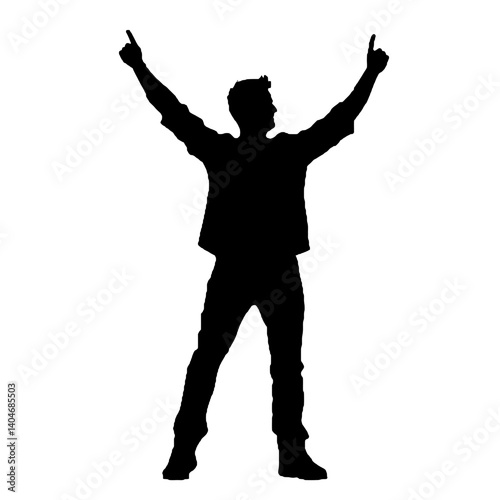 man silhouette hands raised, win man silhouette, Champion, Vector  