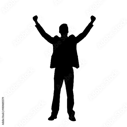 man silhouette hands raised, win man silhouette, Champion, Vector  