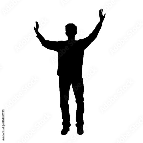 man silhouette hands raised, win man silhouette, Champion, Vector  