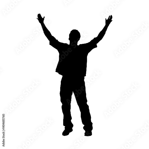 man silhouette hands raised, win man silhouette, Champion, Vector  