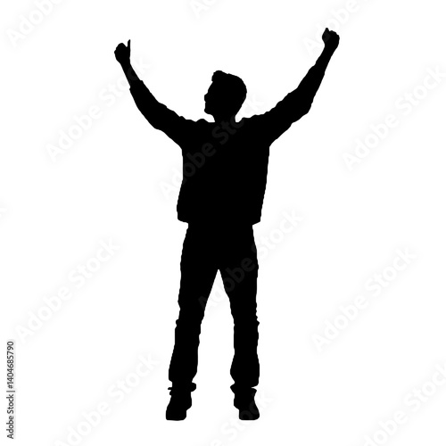 man silhouette hands raised, win man silhouette, Champion, Vector  