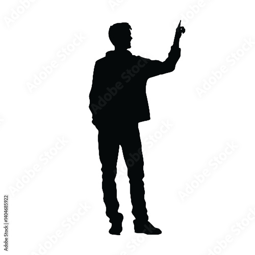 man silhouette pointing a hand 