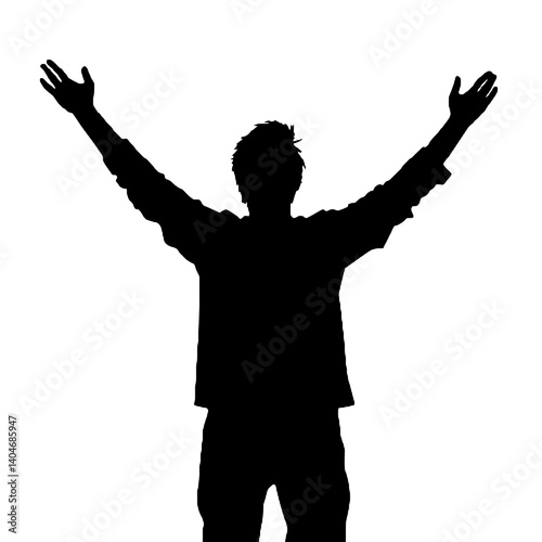 man silhouette hands raised, win man silhouette, Champion, Vector  