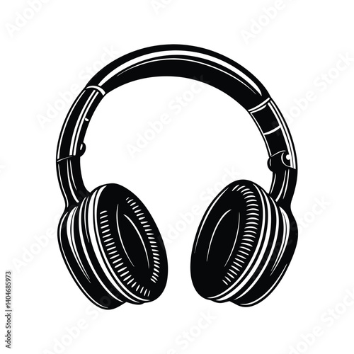 Open back headphone pair icon silhouette vector with white background