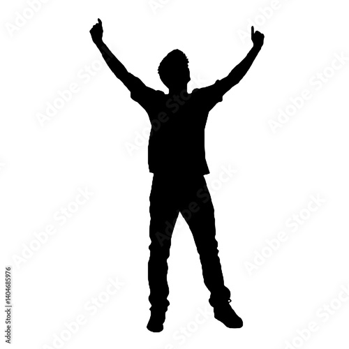 man silhouette hands raised, win man silhouette, Champion, Vector  