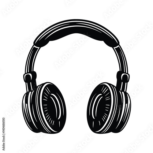 Open back headphone silhouette icon vector with white background