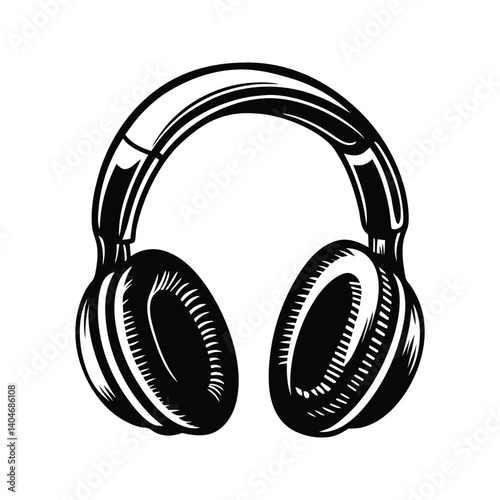 Over ear headphone icon silhouette vector with white background