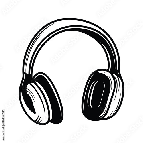 Over ear headphone audio icon silhouette vector with white background