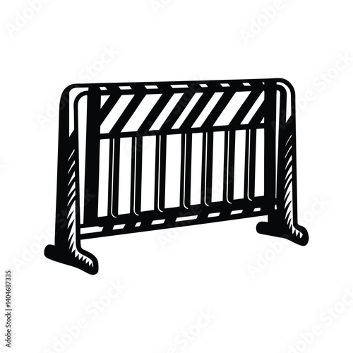 Pedestrian barricade icon silhouette vector with white background