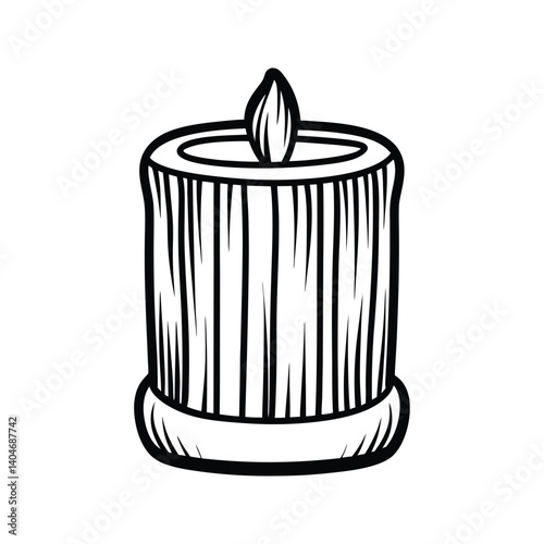 Pillar wax candle silhouette vector icon with white background