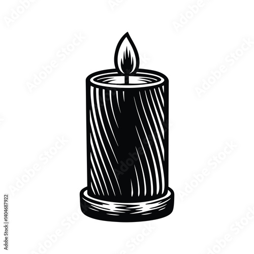 Pillar shaped candle icon silhouette vector with white background