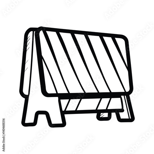 Heavy-duty plastic barricade icon silhouette vector with white background