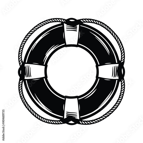 Emergency rescue lifebuoy silhouette vector with white background