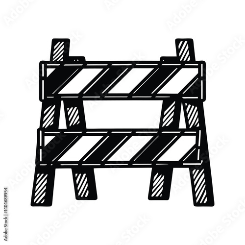 Traffic roadblock barricade icon silhouette vector with white background