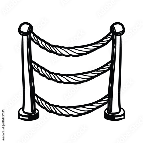 Rope barricade silhouette vector with white background for traffic management