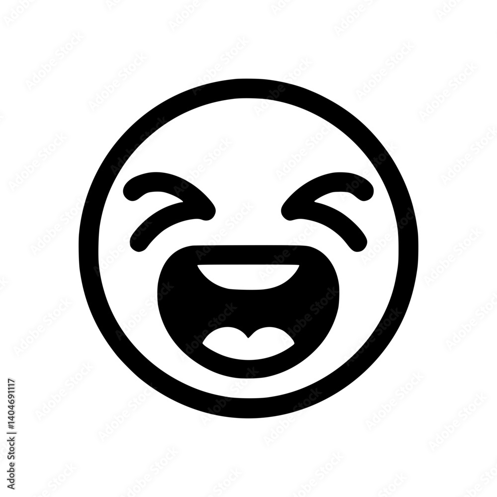 Happy emoji icon expressing joy in a simple black design Happy emoji icon expressing joy in a simple black design