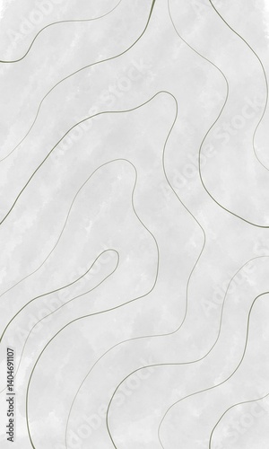 Watercolor pastel gray-green background with curved lines - waves.