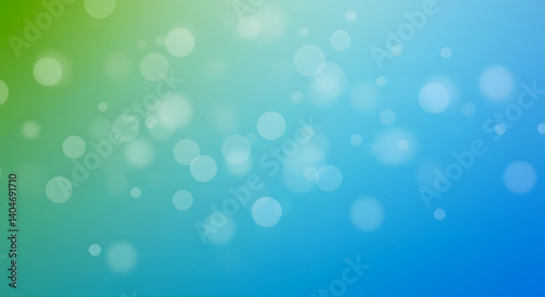 Abstract blue and green bokeh background with blurred circles and light effect