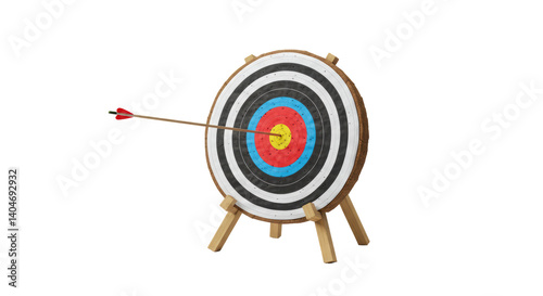 Isolated archery target with arrow