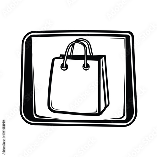 Shopping bag with tag icon silhouette vector with white background for discount