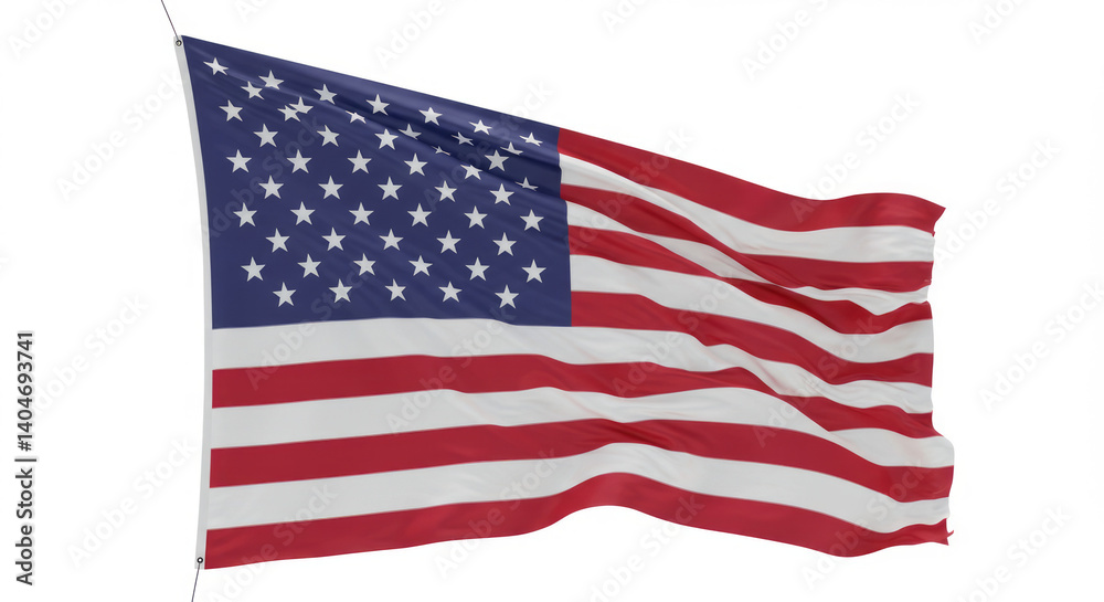 American Flag Waving Proudly in the Wind Symbolizing Patriotism and Freedom on a Sunny Day, Celebrating the United States of America American Flag Waving Proudly in the Wind Symbolizing Patriotism and Freedom on a Sunny Day, Celebrating the United States of America