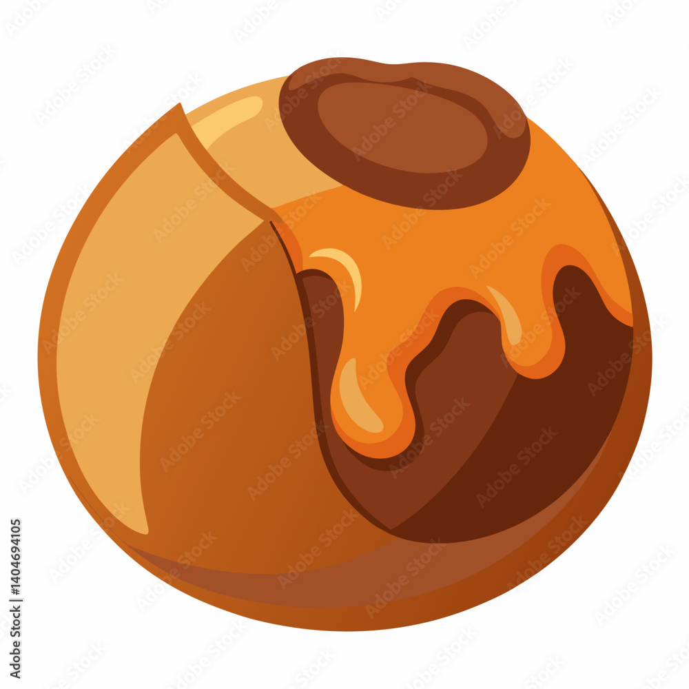 A chocolate ball topped with a layer of melted chocolate, showcasing a rich and indulgent dessert. A chocolate ball topped with a layer of melted chocolate, showcasing a rich and indulgent dessert.