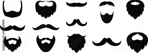 Beard and Mustache Silhouette Vector Collection: Elegant Facial Hair Designs for Creative and Artistic Inspiration