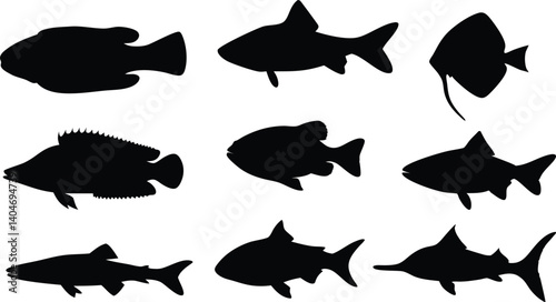 Fish Silhouette Vector Collection for Marine and Aquatic Design Inspiration