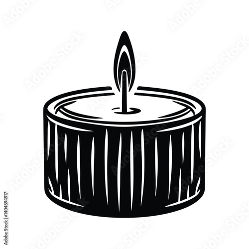 Tea light candle icon silhouette vector with white background graphic