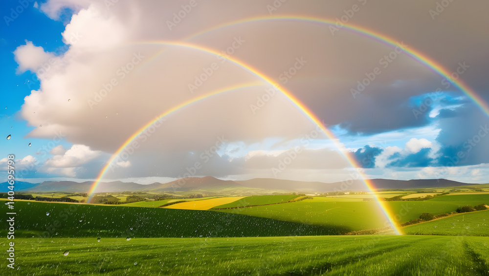 rainbow over green field rainbow over green field