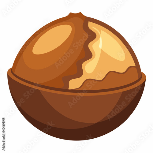 Nut shell isolated on a white background, showcasing its textured surface and natural color variations.