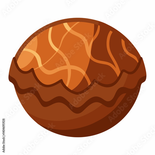 Nut shell isolated on a white background, showcasing its textured surface and natural color variations.