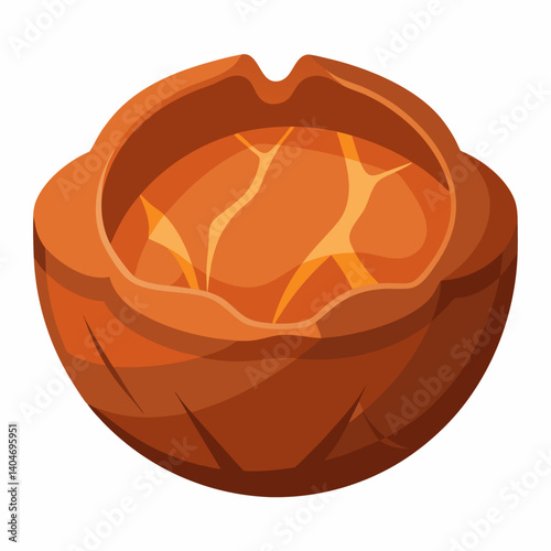 Nut shell isolated on a white background, showcasing its textured surface and natural color variations.