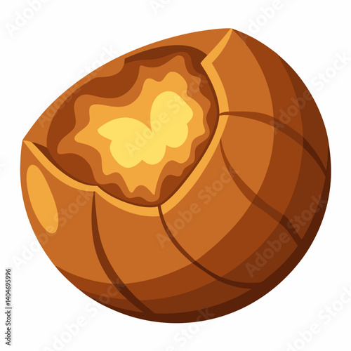Nut shell isolated on a white background, showcasing its textured surface and natural color variations.