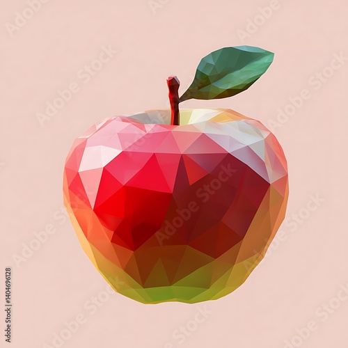 Digital art of low poly apple with green and red gradient