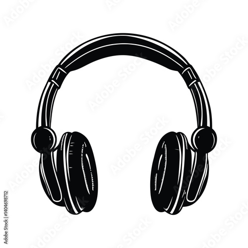 Wired earphone headphone icon silhouette vector with white background