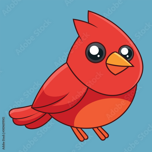 Cute cartoon red cardinal bird illustration