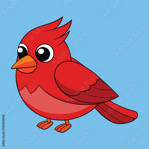 Adorable cartoon red bird illustration
