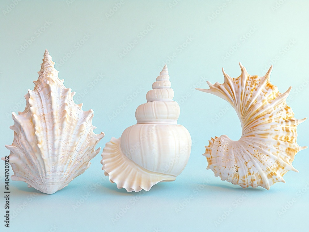 Obraz premium Seashells on Blue