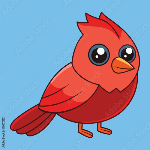 Cute cartoon red cardinal bird illustration