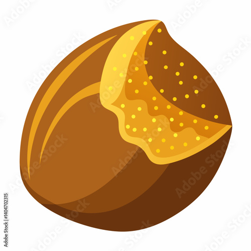 Chocolate ball adorned with shimmering golden icing, showcasing a rich and elegant dessert presentation.