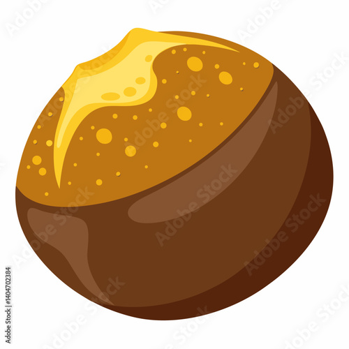 Chocolate ball adorned with shimmering golden icing, showcasing a rich and elegant dessert presentation.
