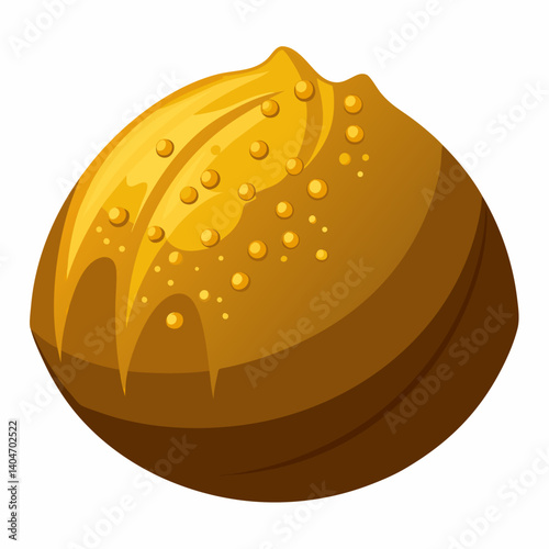 Chocolate ball adorned with shimmering golden icing, showcasing a rich and elegant dessert presentation.