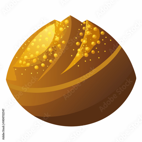 Chocolate ball adorned with shimmering golden icing, showcasing a rich and elegant dessert presentation.