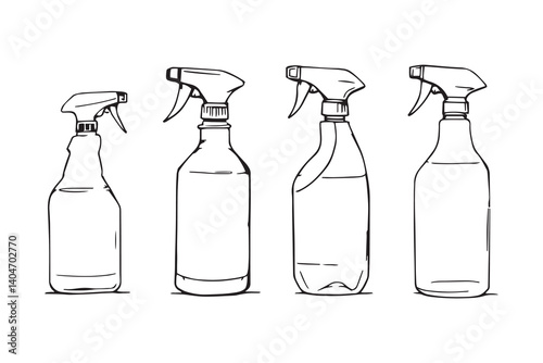 Spray bottle black line art