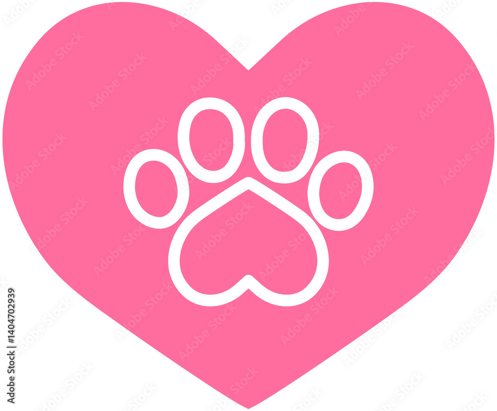 Dog or Cat paw with heart Dog or Cat paw with heart